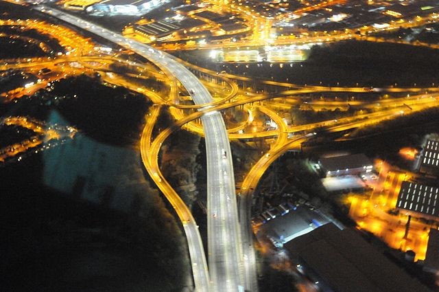 Photo of the Spaghetti Junction at night