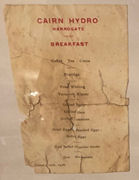 Menu from Cairn Hotel 1926