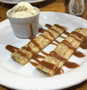 Photograph of pancakes and icecream